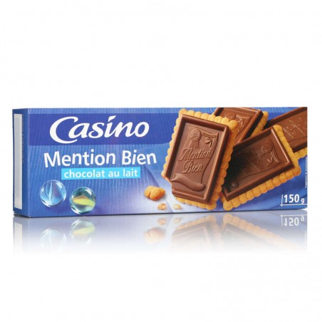 CASINO Biscuits Mention Bien Chocolat au lait 150g
